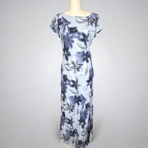 Vintage Jonathan Martin 90s Y2K Fairy Maxi Dress Floral Phoebe Buffay Blue Sz 13
